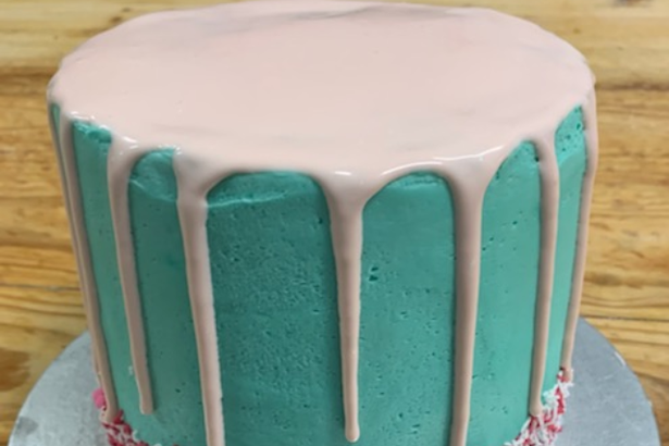 Blue and pink cake